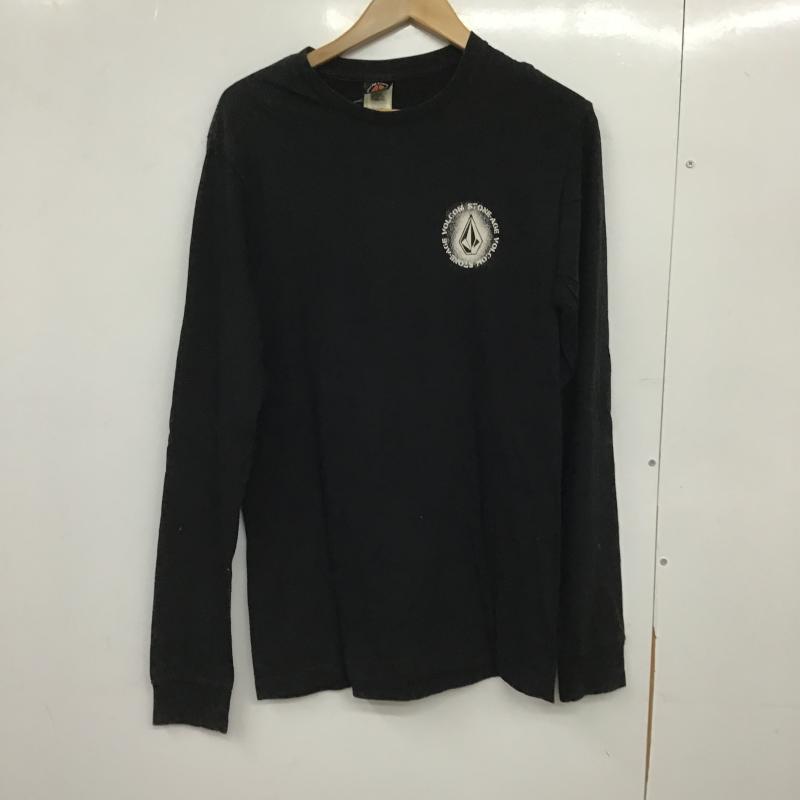 ボルコム VOLCOM Tシャツ 長袖 長袖カットソー プリントカットソー クルーネック S ロゴ、文字 黒 / ブラック / black メンズ USED 古着 中古 10161729
