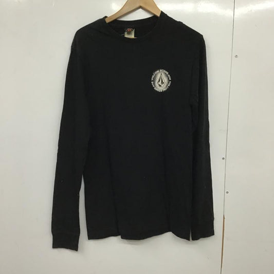 ボルコム VOLCOM Tシャツ 長袖 長袖カットソー プリントカットソー クルーネック S ロゴ、文字 黒 / ブラック / black メンズ USED 古着 中古 10161729