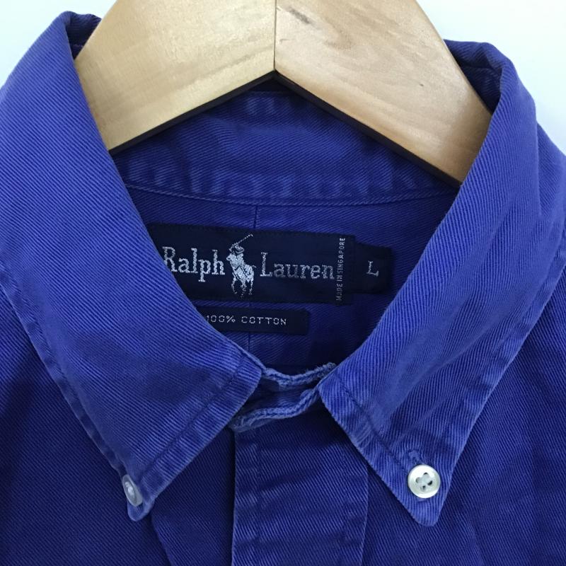ラルフローレン RALPHLAUREN シャツ、ブラウス 長袖 長袖シャツ 刺繍シャツ カラーシャツ ボタンダウンシャツ L ロゴ、文字 青 / ブルー / blue メンズ USED 古着 中古 10161733