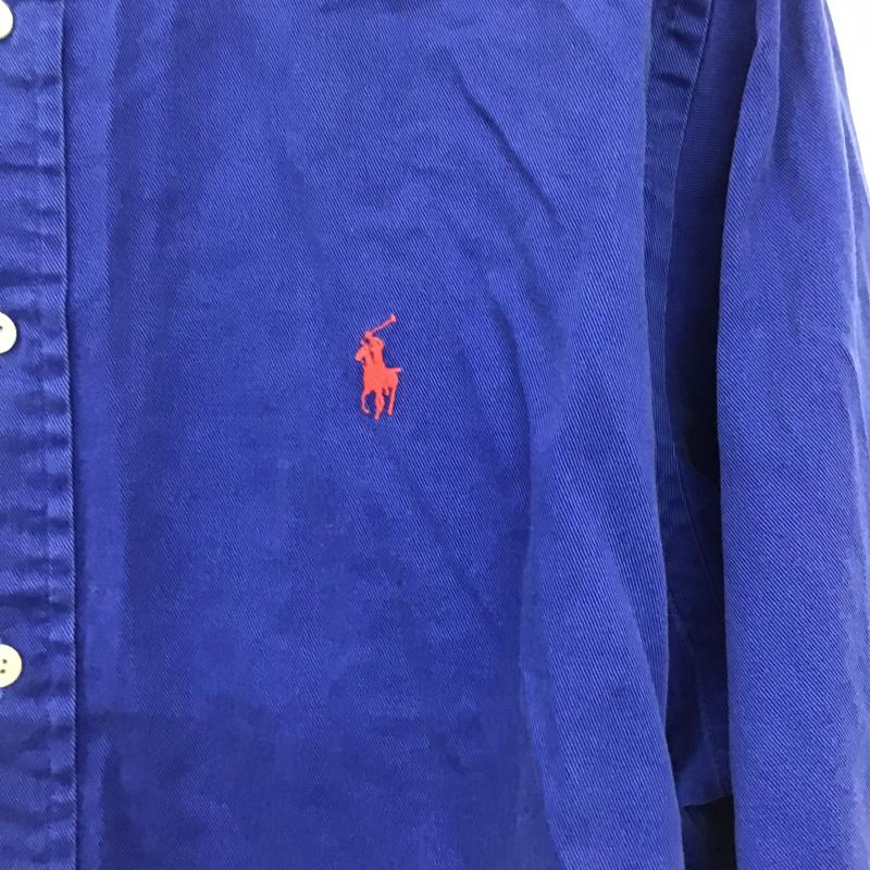 ラルフローレン RALPHLAUREN シャツ、ブラウス 長袖 長袖シャツ 刺繍シャツ カラーシャツ ボタンダウンシャツ L ロゴ、文字 青 / ブルー / blue メンズ USED 古着 中古 10161733