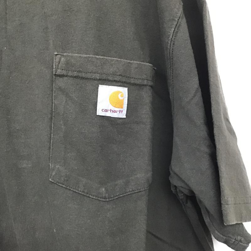 カーハート Carhartt Tシャツ 半袖 半袖カットソー プリントTシャツ クルーネックカットソー M ロゴ、文字 カーキ / カーキ / khaki メンズ USED 古着 中古 10161734