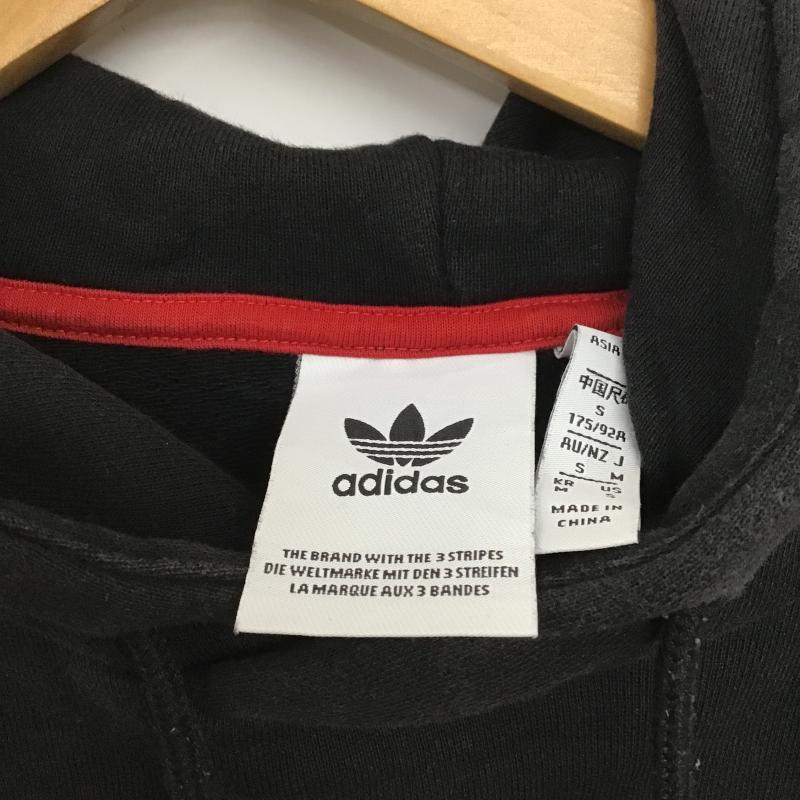 アディダス adidas パーカー 長袖 長袖パーカー プルオーバーパーカー スウェット M ロゴ、文字 黒 / ブラック / black メンズ USED 古着 中古 10161737