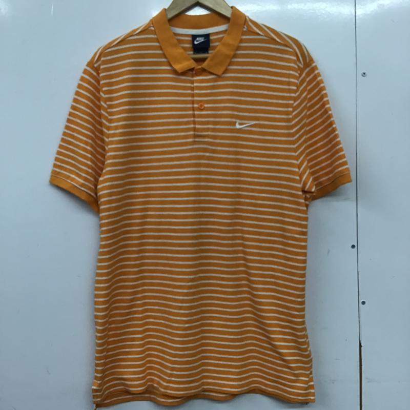 ナイキ NIKE ポロシャツ 半袖 半袖ポロシャツ カラーシャツ 半袖カットソー XL ボーダー柄 橙 / オレンジ / orange メンズ USED 古着 中古 10161757