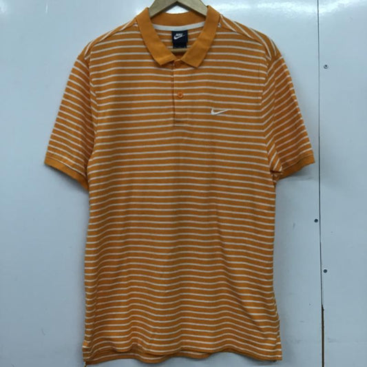 ナイキ NIKE ポロシャツ 半袖 半袖ポロシャツ カラーシャツ 半袖カットソー XL ボーダー柄 橙 / オレンジ / orange メンズ USED 古着 中古 10161757