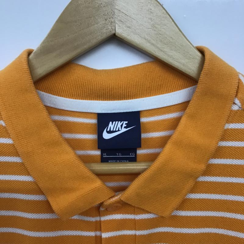 ナイキ NIKE ポロシャツ 半袖 半袖ポロシャツ カラーシャツ 半袖カットソー XL ボーダー柄 橙 / オレンジ / orange メンズ USED 古着 中古 10161757