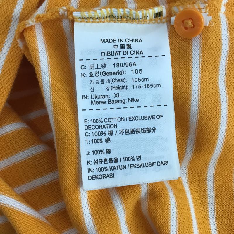 ナイキ NIKE ポロシャツ 半袖 半袖ポロシャツ カラーシャツ 半袖カットソー XL ボーダー柄 橙 / オレンジ / orange メンズ USED 古着 中古 10161757