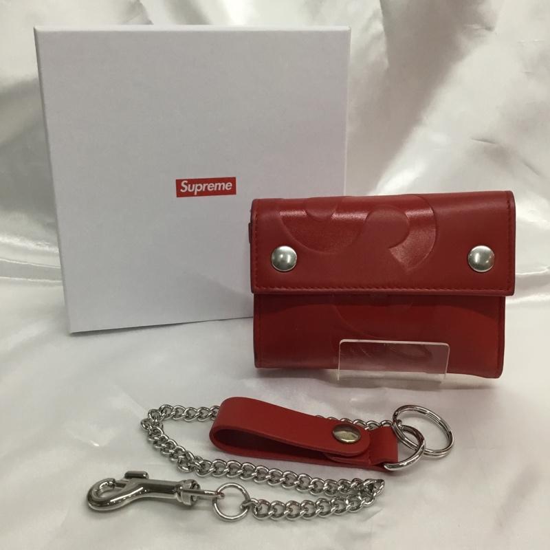 シュプリーム Supreme 財布 コンパクト財布 Leather Chain Wallet レザーチェーンウォレット 無地 赤 / レッド / red メンズ USED 古着 中古 10161758