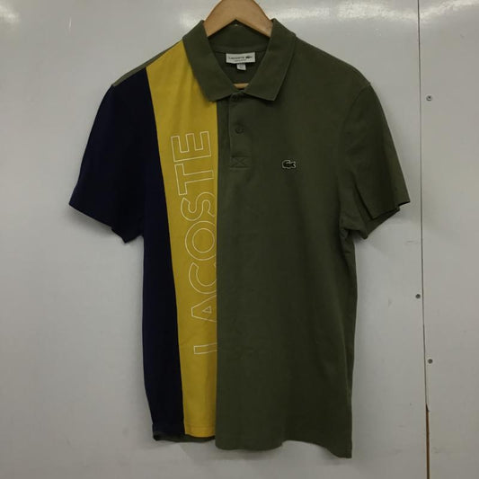 ラコステ LACOSTE ポロシャツ 半袖 半袖ポロシャツ カラーシャツ 半袖カットソー 5 ロゴ、文字 カーキ / カーキ / khaki メンズ USED 古着 中古 10161759