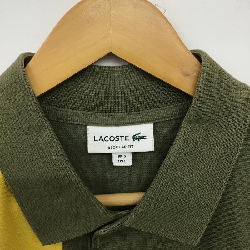 ラコステ LACOSTE ポロシャツ 半袖 半袖ポロシャツ カラーシャツ 半袖カットソー 5 ロゴ、文字 カーキ / カーキ / khaki メンズ USED 古着 中古 10161759