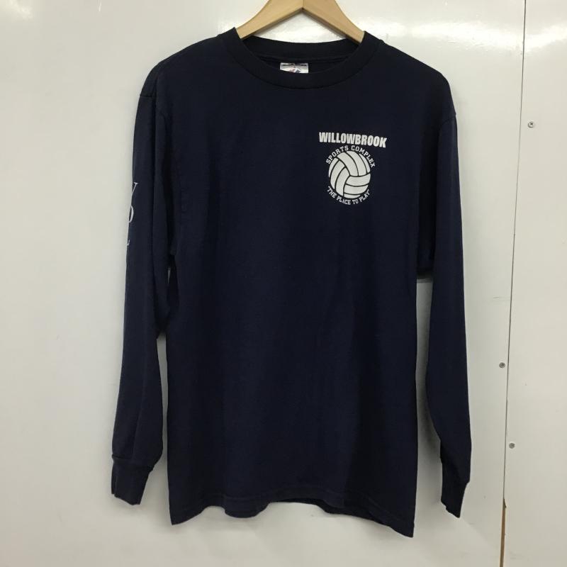 ジャージーズ JERZEES カットソー 長袖 長袖カットソー プリントカットソー クルーネック M ロゴ、文字 紺 / ネイビー / navy メンズ USED 古着 中古 10161771