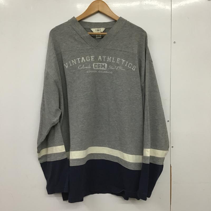 古着 USED カットソー 長袖 長袖カットソー プリントカットソー Vネック L ロゴ、文字 灰 / グレー / gray メンズ USED 古着 中古 10161773