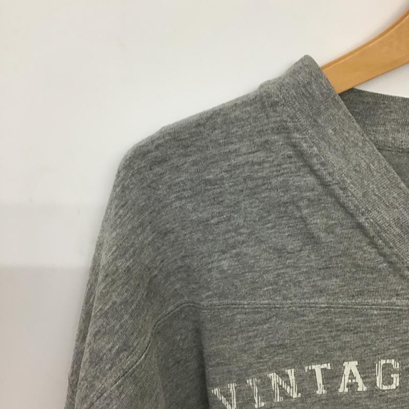 古着 USED カットソー 長袖 長袖カットソー プリントカットソー Vネック L ロゴ、文字 灰 / グレー / gray メンズ USED 古着 中古 10161773