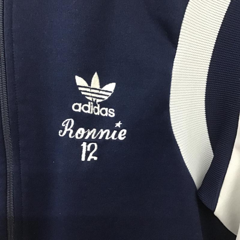 アディダス adidas ジャケット、上着 ジャンパー、ブルゾン ジップアップジャケット ジップアップジャージ M ロゴ、文字 紺 / ネイビー / navy メンズ USED 古着 中古 10161797