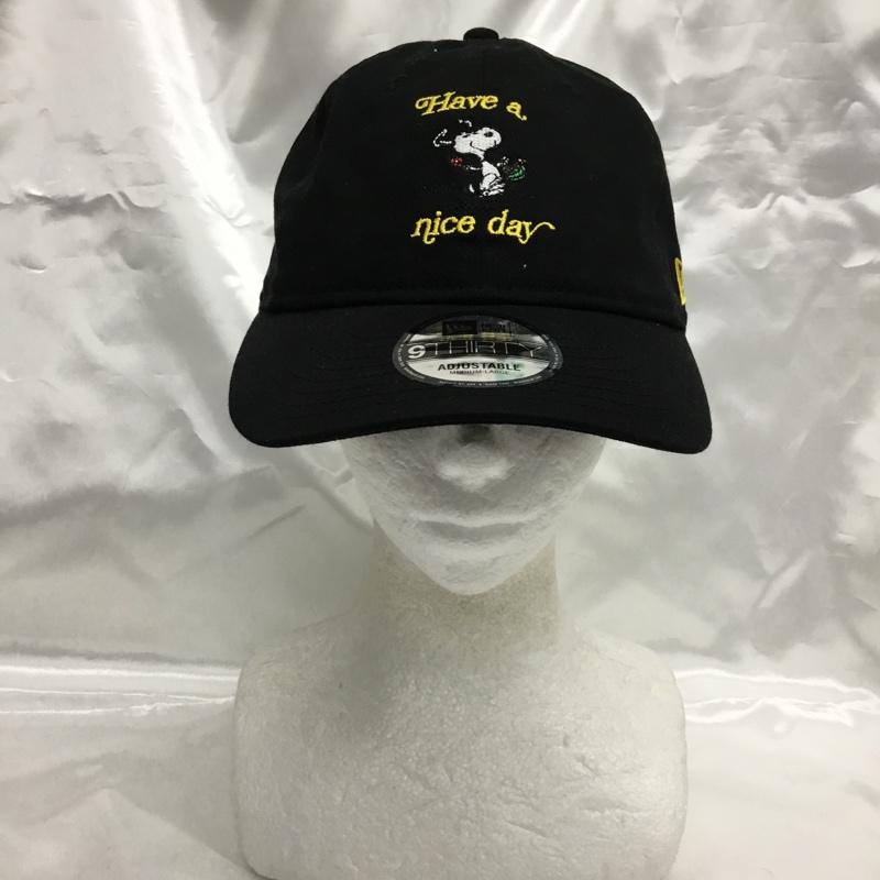ニューエラ NEW ERA 帽子 キャップ PEANUTS スヌーピー 刺繍 黒 / ブラック / black メンズ USED 古着 中古 10161809