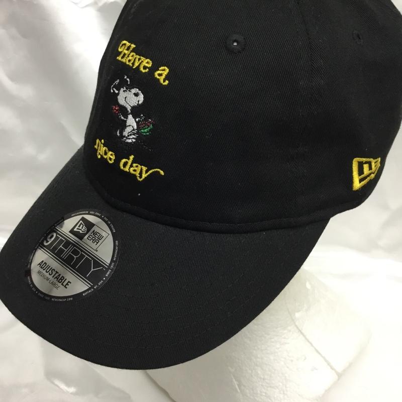 ニューエラ NEW ERA 帽子 キャップ PEANUTS スヌーピー 刺繍 黒 / ブラック / black メンズ USED 古着 中古 10161809