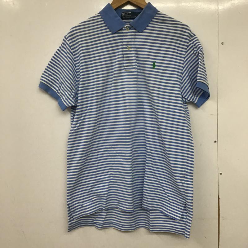 ポロバイラルフローレン Polo by RALPH LAUREN ポロシャツ 半袖 半袖ポロシャツ カラーシャツ 半袖カットソー L ボーダー柄 白 / ホワイト / white X 水色 / ライトブルー / メンズ USED 古着 中古 10161837