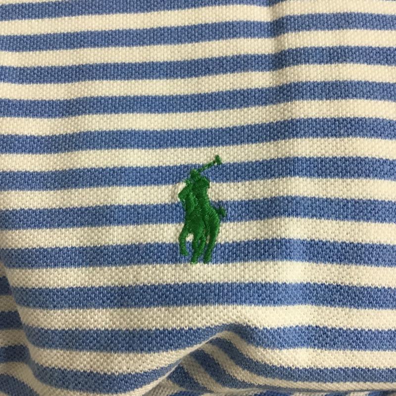 ポロバイラルフローレン Polo by RALPH LAUREN ポロシャツ 半袖 半袖ポロシャツ カラーシャツ 半袖カットソー L ボーダー柄 白 / ホワイト / white X 水色 / ライトブルー / メンズ USED 古着 中古 10161837