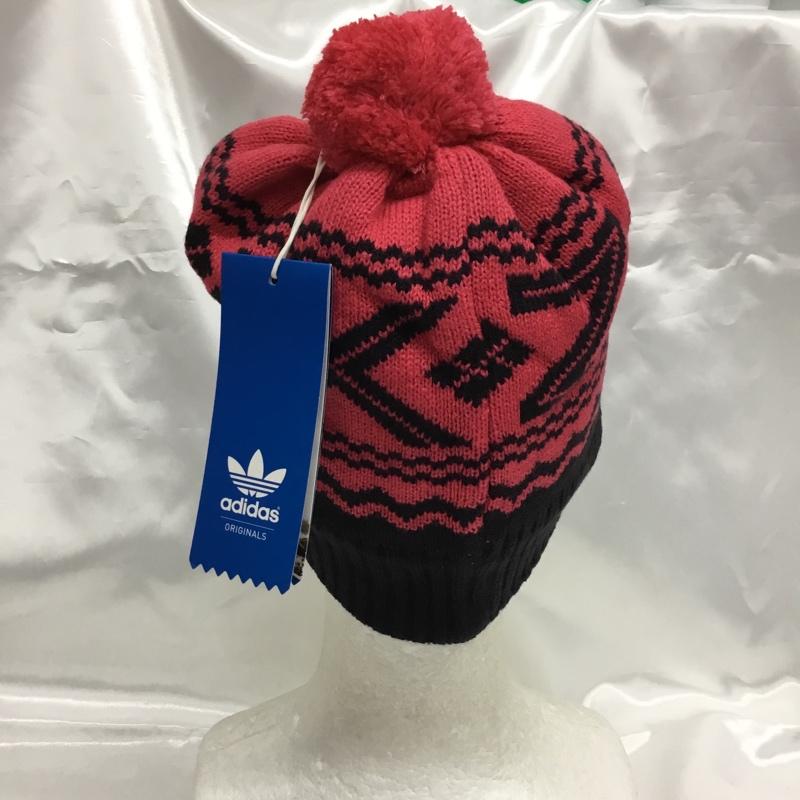 アディダス adidas 帽子 ニット帽 タグ付  黒 / ブラック / black X 桃 / ピンク / pink レディース USED 古着 中古 10161842
