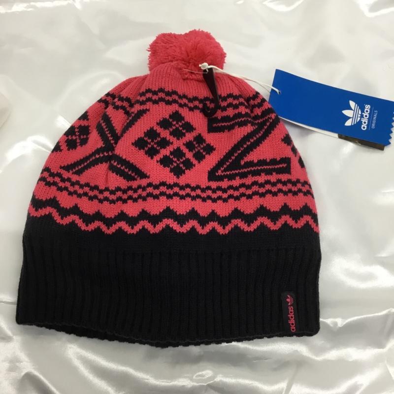 アディダス adidas 帽子 ニット帽 タグ付  黒 / ブラック / black X 桃 / ピンク / pink レディース USED 古着 中古 10161842