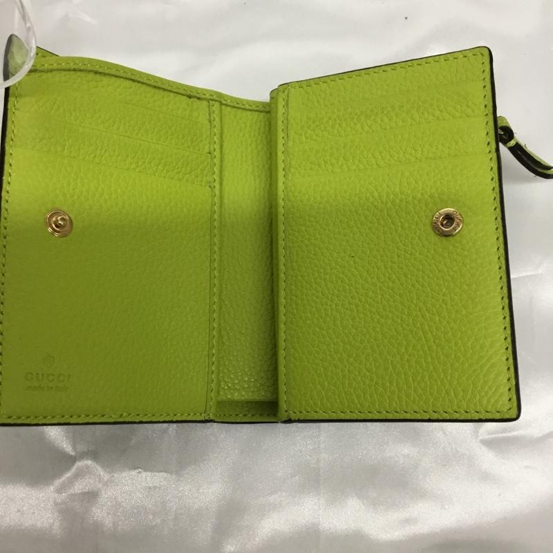 グッチ GUCCI 財布 二つ折り ダブルG 二つ折りウォレット ロゴ、文字 X 総柄 黄緑 / イエローグリーン / X ベージュ / ベージュ / beige レディース USED 古着 中古 10161849