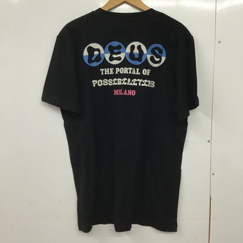デウスエクスマキナ DEUS EX MACHINA Tシャツ 半袖 半袖カットソー プリントTシャツ クルーネックカットソー L ロゴ、文字 黒 / ブラック / black メンズ USED 古着 中古 10161854