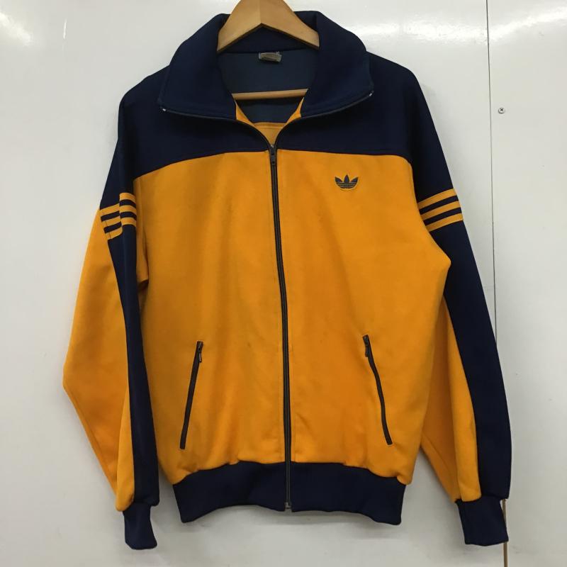 アディダス adidas ジャケット、上着 ジャンパー、ブルゾン ジップアップジャケット ジャージ 古着 5 ロゴ、文字 橙 / オレンジ / orange X 紺 / ネイビー / navy メンズ USED 古着 中古 10161856