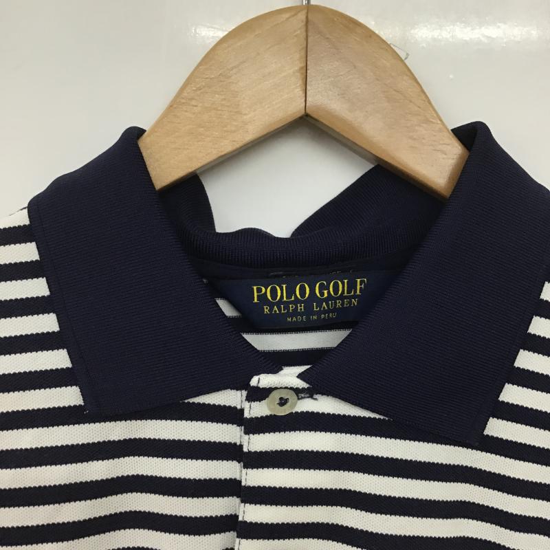 ポロゴルフラルフローレン POLOGOLF ポロシャツ 半袖 半袖ポロシャツ カラーシャツ 半袖カットソー M ボーダー柄 白 / ホワイト / white X 紺 / ネイビー / navy メンズ USED 古着 中古 10161857