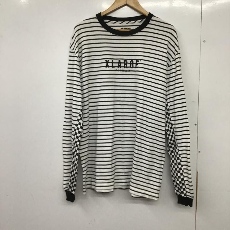 エクストララージ XLARGE カットソー 長袖 長袖カットソー プリントカットソー クルーネック L ボーダー柄 白 / ホワイト / white X 黒 / ブラック / black メンズ USED 古着 中古 10161873