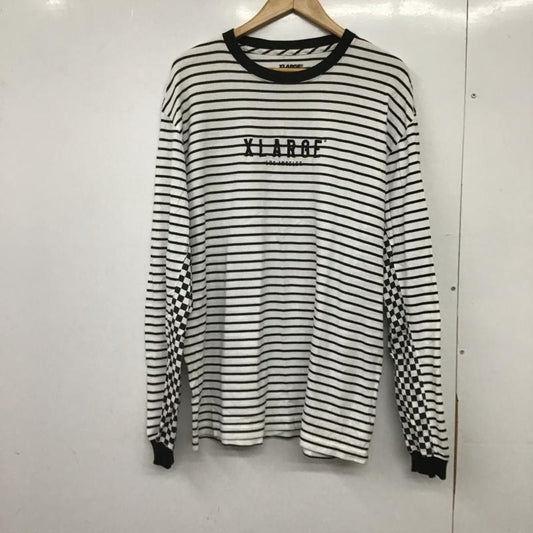 エクストララージ XLARGE カットソー 長袖 長袖カットソー プリントカットソー クルーネック L ボーダー柄 白 / ホワイト / white X 黒 / ブラック / black メンズ USED 古着 中古 10161873