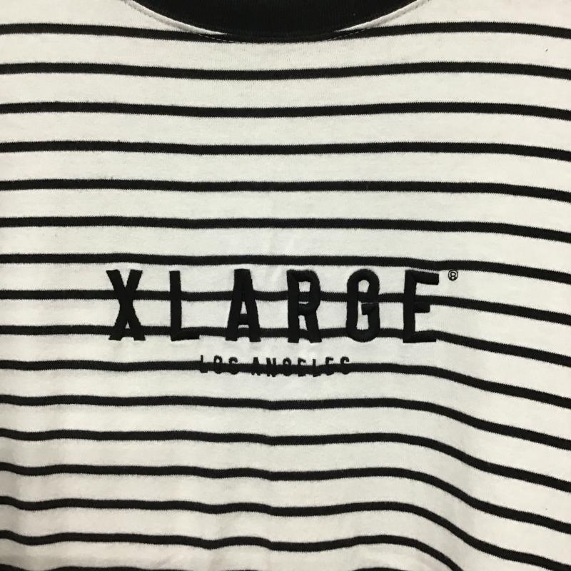 エクストララージ XLARGE カットソー 長袖 長袖カットソー プリントカットソー クルーネック L ボーダー柄 白 / ホワイト / white X 黒 / ブラック / black メンズ USED 古着 中古 10161873