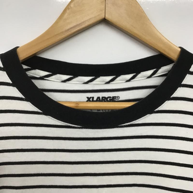 エクストララージ XLARGE カットソー 長袖 長袖カットソー プリントカットソー クルーネック L ボーダー柄 白 / ホワイト / white X 黒 / ブラック / black メンズ USED 古着 中古 10161873