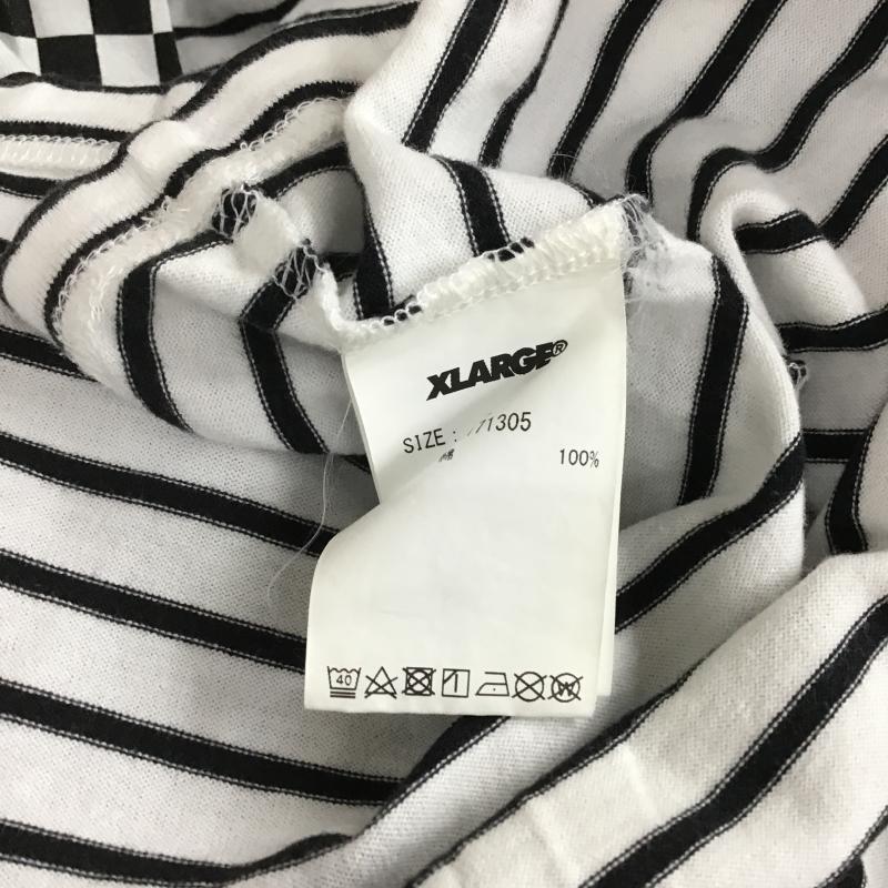 エクストララージ XLARGE カットソー 長袖 長袖カットソー プリントカットソー クルーネック L ボーダー柄 白 / ホワイト / white X 黒 / ブラック / black メンズ USED 古着 中古 10161873