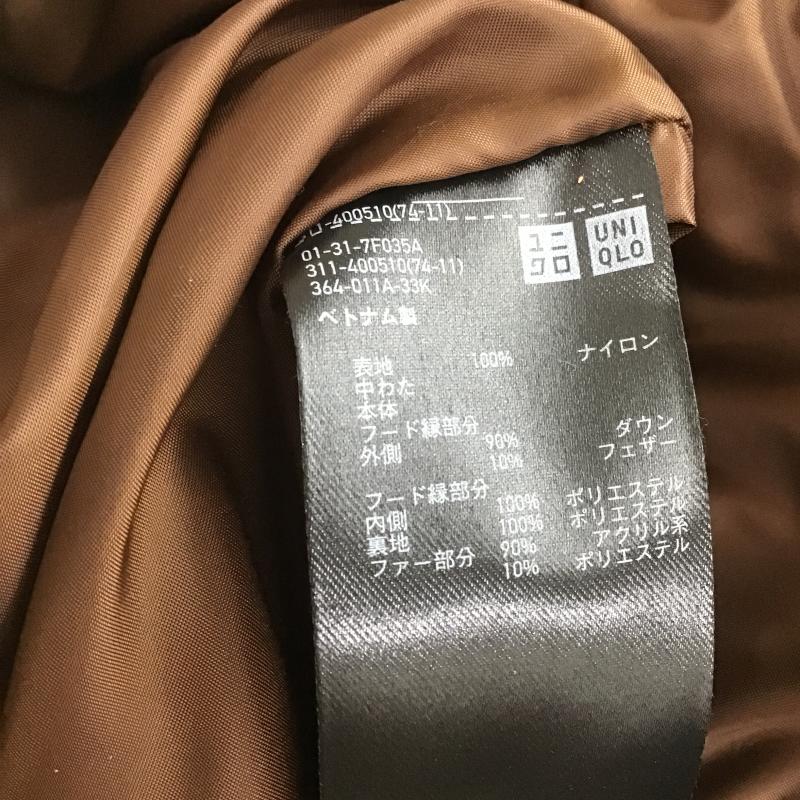 ユニクロ UNIQLO ジャケット、上着 ジャンパー、ブルゾン ジップアップダウンジャケット アウター L 無地 茶 / ブラウン / brown メンズ USED 古着 中古 10161906
