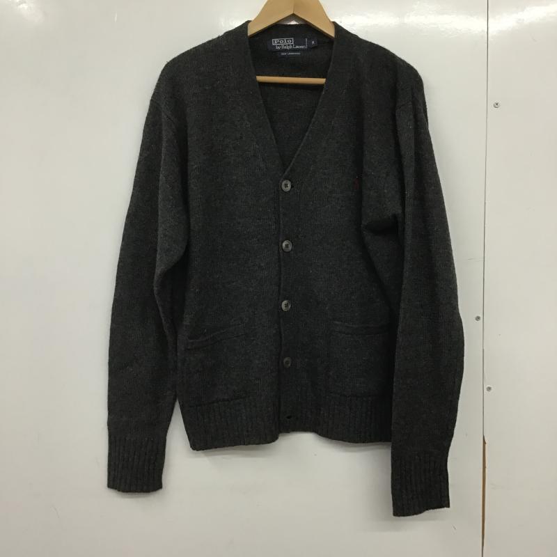 ポロバイラルフローレン Polo by RALPH LAUREN カーディガン 長袖 長袖カーディガン 前ボタン ニットカーディガン M ロゴ、文字 ダークグレー / ダークグレー / メンズ USED 古着 中古 10161926