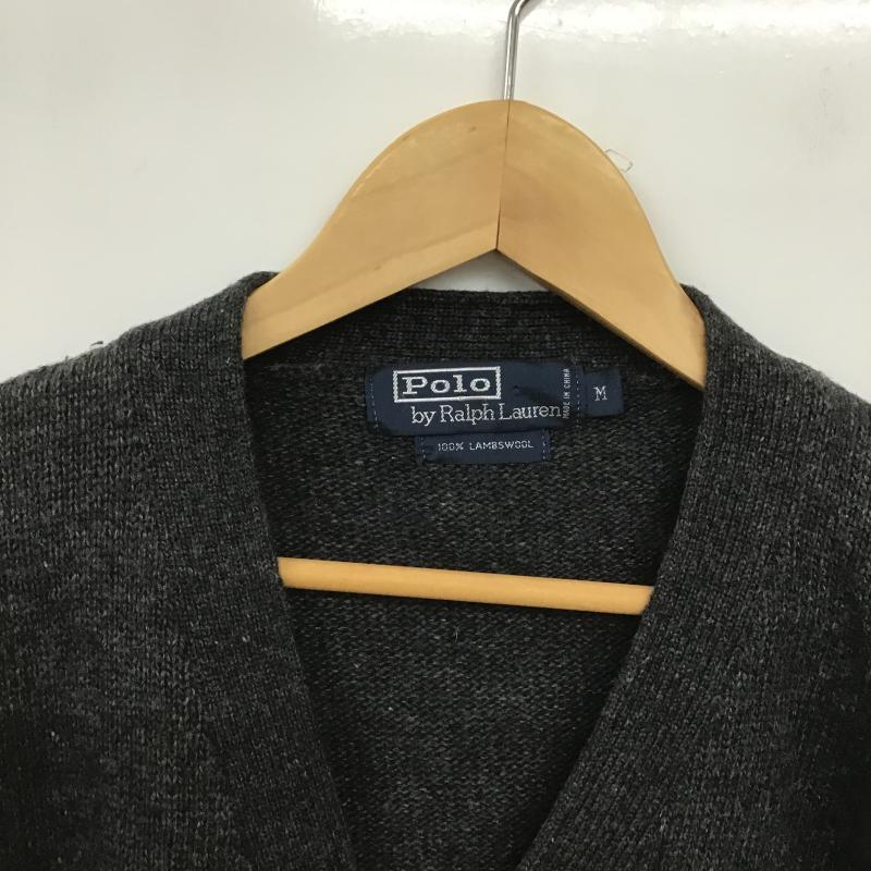 ポロバイラルフローレン Polo by RALPH LAUREN カーディガン 長袖 長袖カーディガン 前ボタン ニットカーディガン M ロゴ、文字 ダークグレー / ダークグレー / メンズ USED 古着 中古 10161926