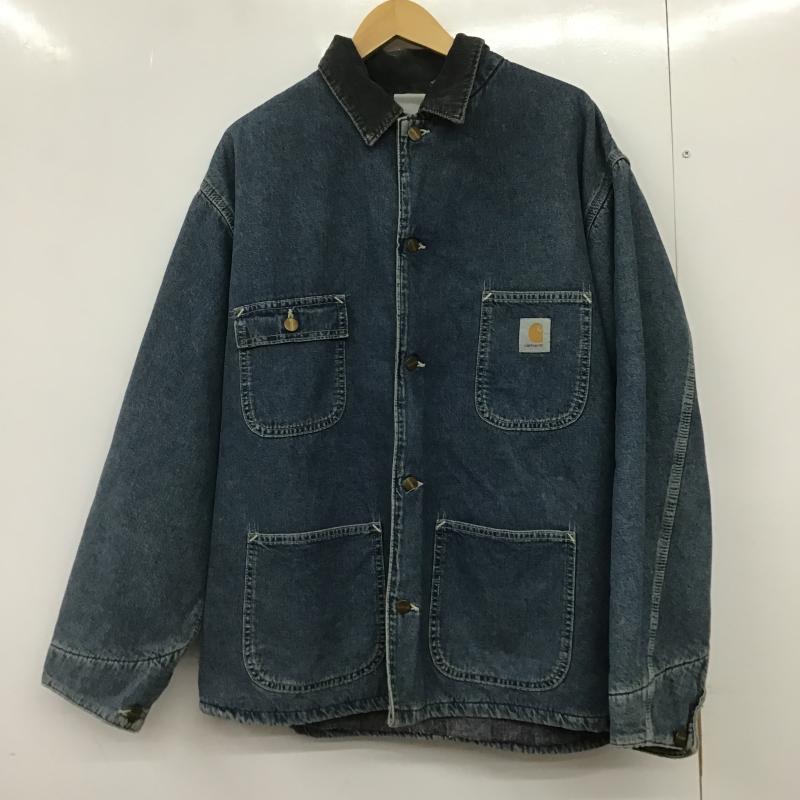 カーハート Carhartt ジャケット、上着 ジャンパー、ブルゾン デニムジャケット Gジャン アウター カジュアルジャケット ロゴ、文字 インディゴ / インディゴ / Indigo メンズ USED 古着 中古 10161929