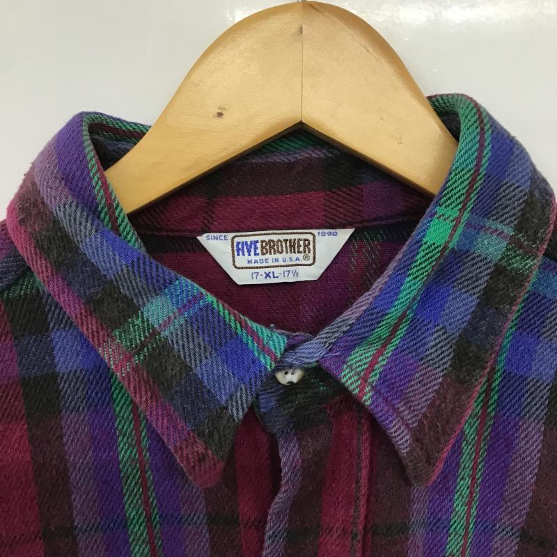 ファイブブラザー FIVE BROTHER シャツ、ブラウス 長袖 長袖シャツ チェックシャツ カラーシャツ XL チェック マルチカラー / マルチカラー / multicolor メンズ USED 古着 中古 10161930