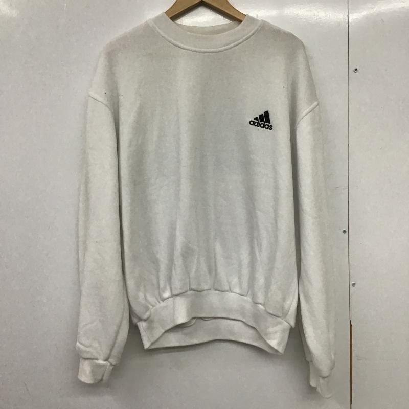 アディダス adidas トレーナー 長袖 長袖トレーナー スウェット クルーネック プルオーバー L ロゴ、文字 白 / ホワイト / white メンズ USED 古着 中古 10161956