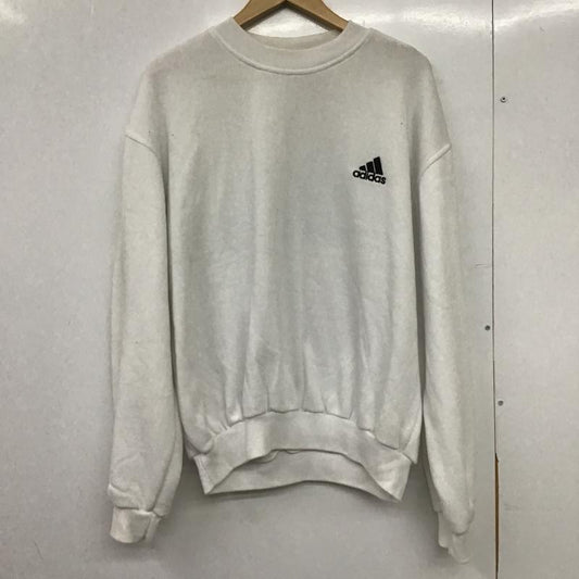 アディダス adidas トレーナー 長袖 長袖トレーナー スウェット クルーネック プルオーバー L ロゴ、文字 白 / ホワイト / white メンズ USED 古着 中古 10161956