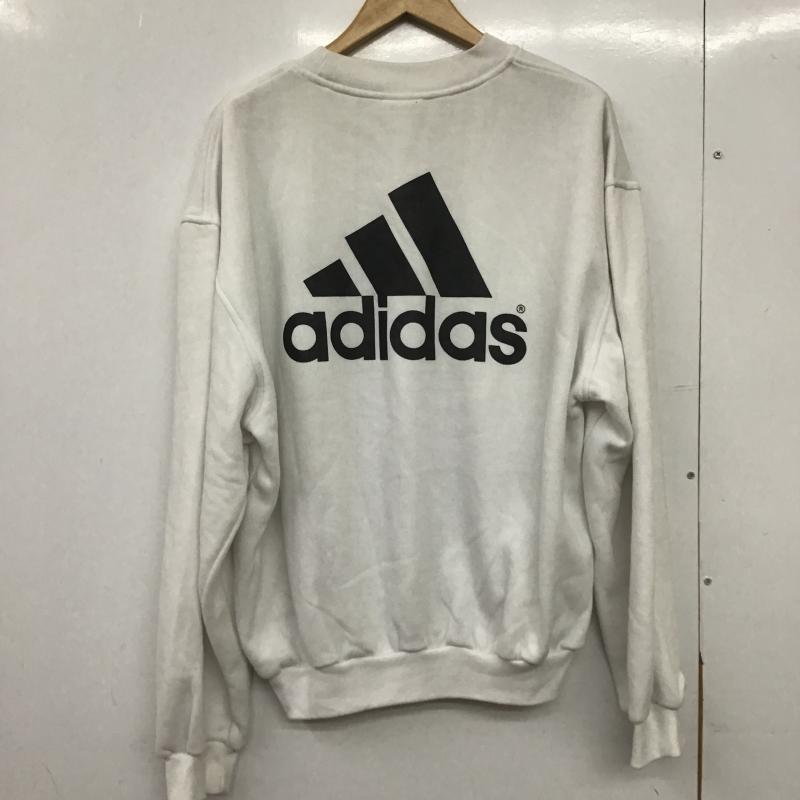 アディダス adidas トレーナー 長袖 長袖トレーナー スウェット クルーネック プルオーバー L ロゴ、文字 白 / ホワイト / white メンズ USED 古着 中古 10161956