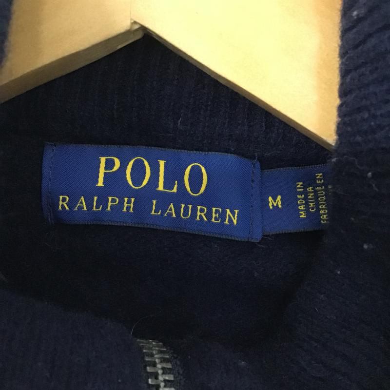 ポロラルフローレン POLO RALPH LAUREN ニット、セーター 長袖 長袖ニットカットソー ジップアップネック セーター M ロゴ、文字 紺 / ネイビー / navy メンズ USED 古着 中古 10161979