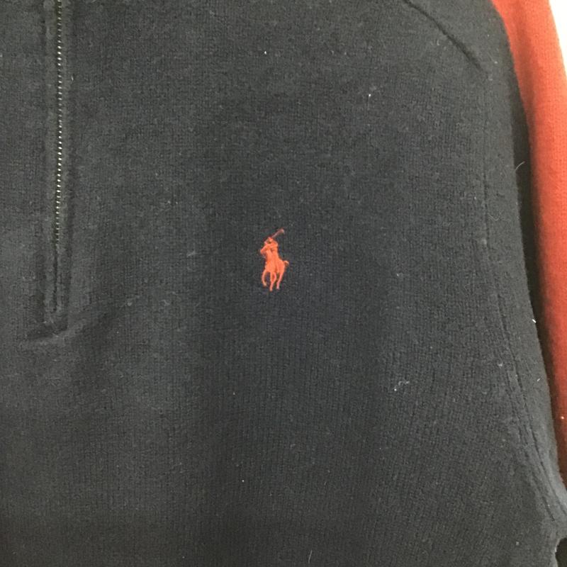 ポロラルフローレン POLO RALPH LAUREN ニット、セーター 長袖 長袖ニットカットソー ジップアップネック セーター M ロゴ、文字 紺 / ネイビー / navy メンズ USED 古着 中古 10161979