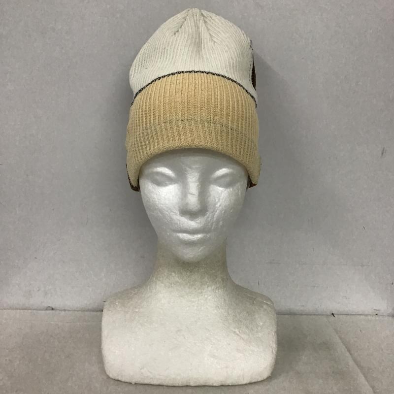 カシラ CA4LA 帽子 ニット帽 TKU00020 コットン 日本製 ビーニー 無地 白 / ホワイト / white X ベージュ / ベージュ / beige X 茶 / ブラウン / brown メンズ USED 古着 中古 10161981
