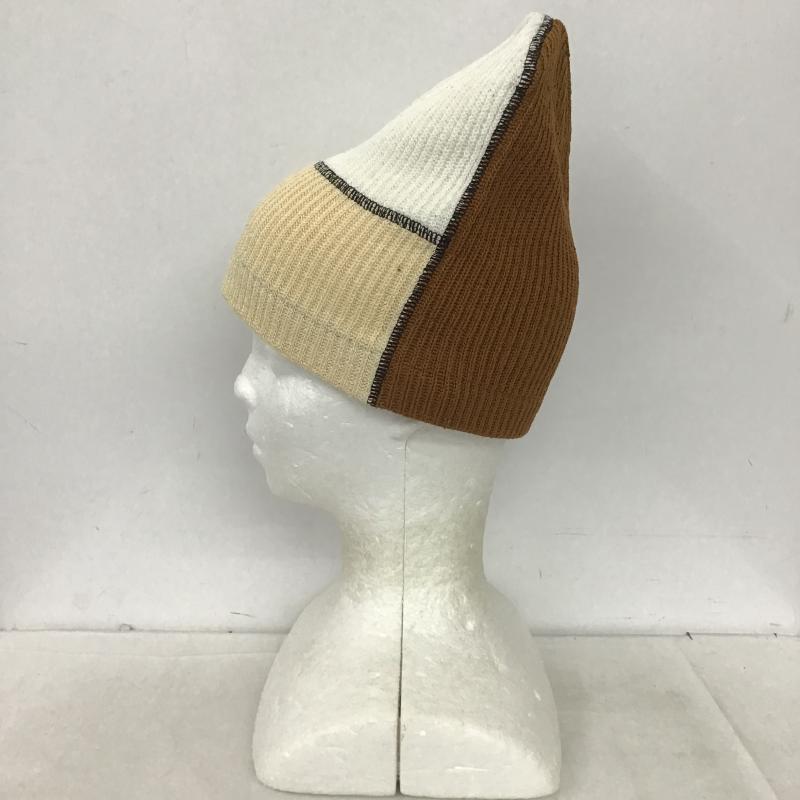 カシラ CA4LA 帽子 ニット帽 TKU00020 コットン 日本製 ビーニー 無地 白 / ホワイト / white X ベージュ / ベージュ / beige X 茶 / ブラウン / brown メンズ USED 古着 中古 10161981
