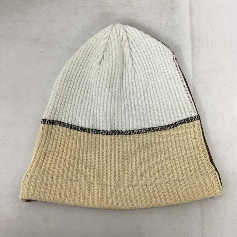 カシラ CA4LA 帽子 ニット帽 TKU00020 コットン 日本製 ビーニー 無地 白 / ホワイト / white X ベージュ / ベージュ / beige X 茶 / ブラウン / brown メンズ USED 古着 中古 10161981