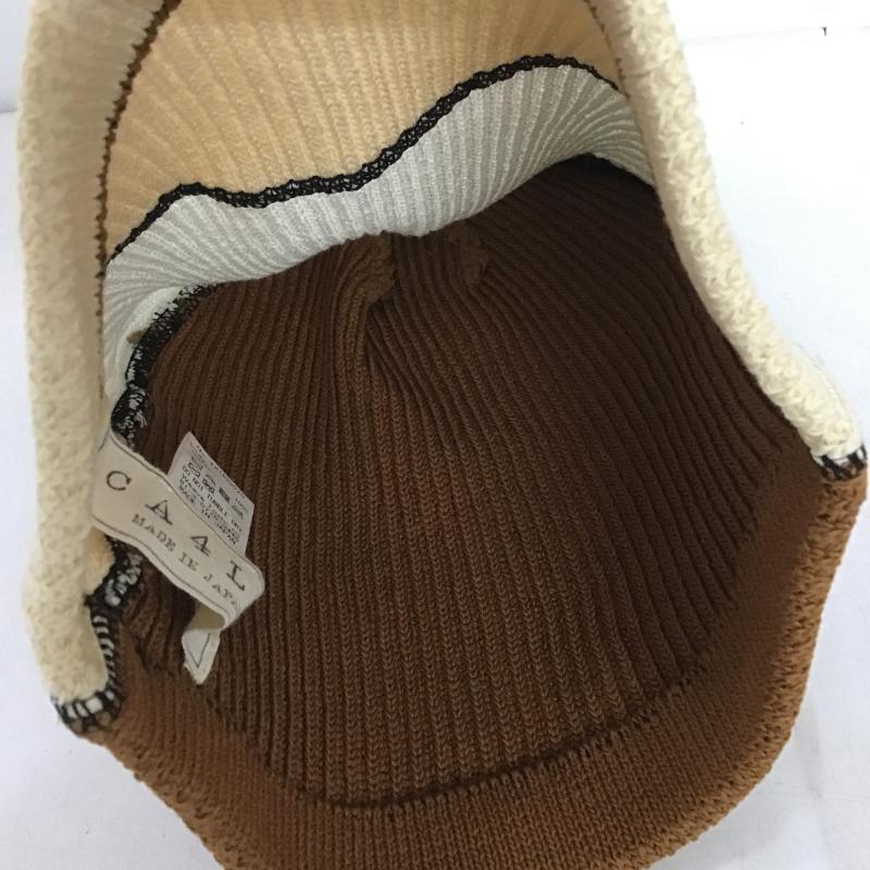 カシラ CA4LA 帽子 ニット帽 TKU00020 コットン 日本製 ビーニー 無地 白 / ホワイト / white X ベージュ / ベージュ / beige X 茶 / ブラウン / brown メンズ USED 古着 中古 10161981
