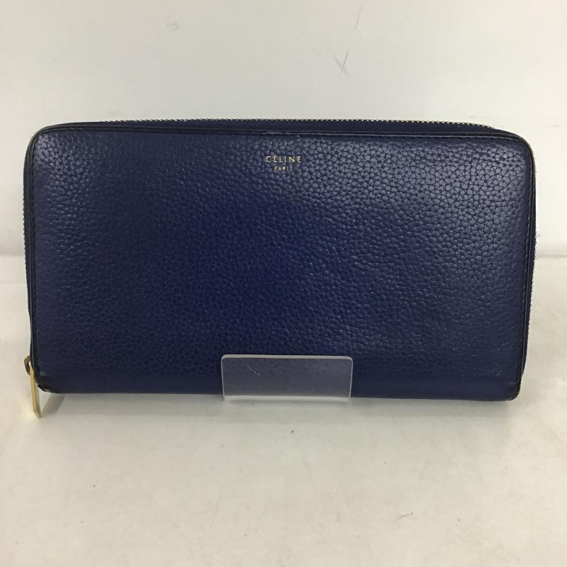 セリーヌ CELINE 財布 長財布 ラウンドファスナー ロゴ、文字 紺 / ネイビー / navy レディース USED 古着 中古 10161984