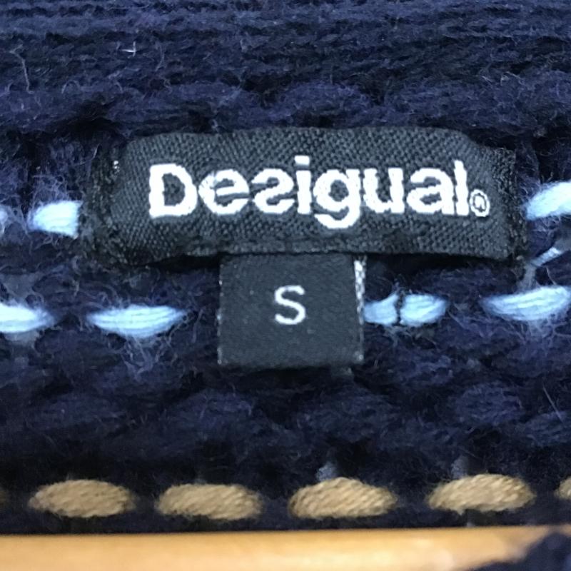 デシグアル Desigual ニット、セーター 長袖 長袖ニットカットソー クルーネック セーター S ボーダー柄 紺 / ネイビー / navy メンズ USED 古着 中古 10161989