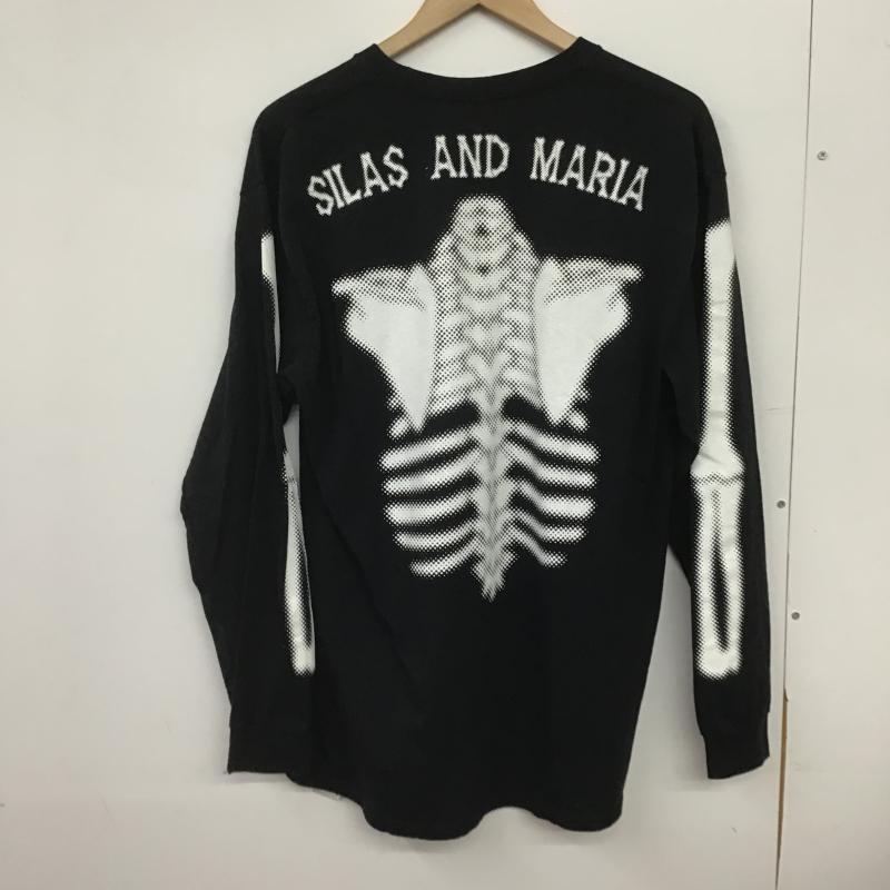 サイラス SILAS カットソー 長袖 長袖カットソー プリントカットソー クルーネック L ロゴ、文字 黒 / ブラック / black メンズ USED 古着 中古 10161991