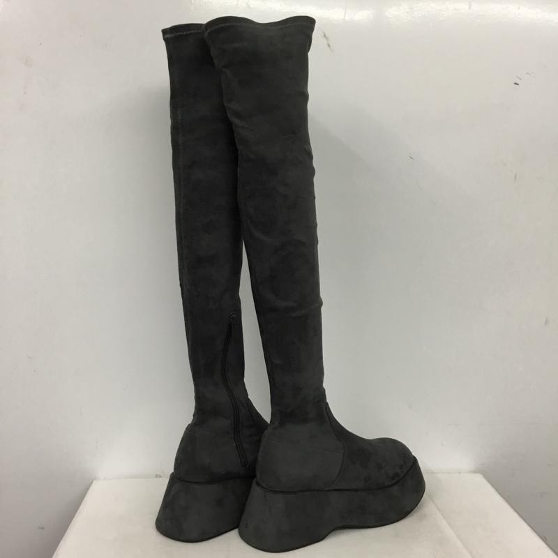 エモダ EMODA ブーツ ロングブーツ フィットロングブーツ ニーハイブーツ 厚底 L 無地 灰 / グレー / gray レディース USED 古着 中古 10162002